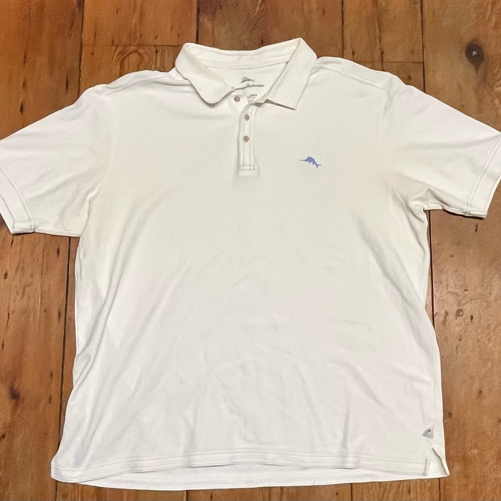 Tommy Bahama Men's 2XL White Polo Shirt with Blue Logo